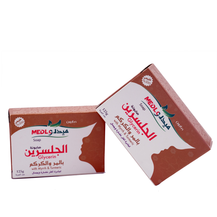 42016صابون الجلسرين بالمر والكركم Glycerin soap with Myrrh and turmaric Medlo 125gm - Image 1