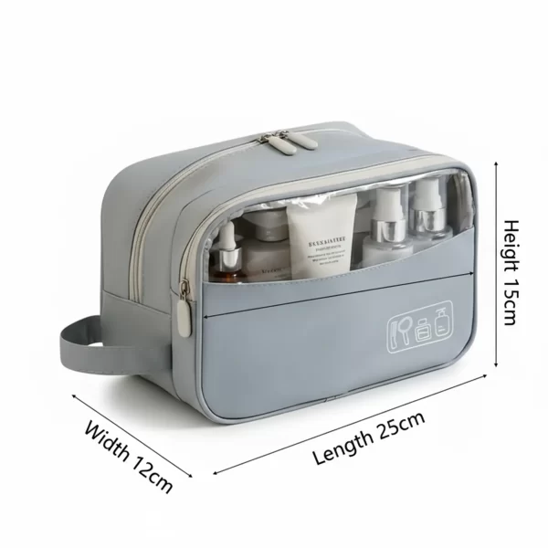 ⁦حقيبة مستلزمات التجميل لون رمادي مع واجهة شفافة⁩ - الصورة ⁦3⁩