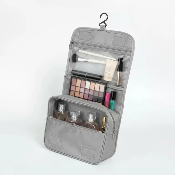 ⁦حقيبة تنظيم مستحضرات التجميل والأدوات الشخصية لون رمادي⁩ - الصورة ⁦2⁩
