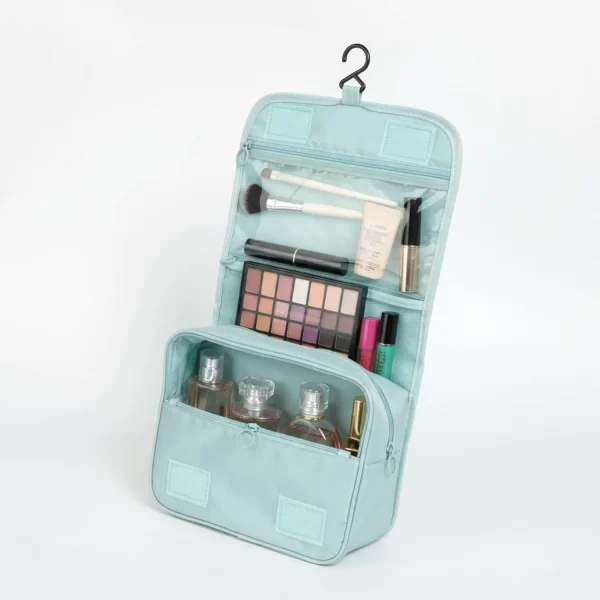 ⁦حقيبة تنظيم مستحضرات التجميل والأدوات الشخصية لون سماوي⁩ - الصورة ⁦2⁩