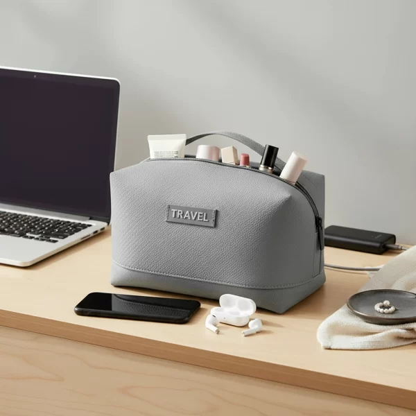 ⁦حقيبة يدوية متعددة الاستخدام لتنظيم أدوات السفر لون رمادي⁩ - الصورة ⁦2⁩