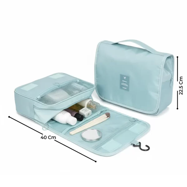⁦حقيبة تنظيم مستحضرات التجميل والأدوات الشخصية لون سماوي⁩ - الصورة ⁦3⁩