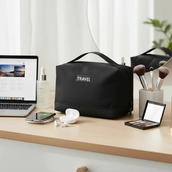 ⁦حقيبة يدوية متعددة الاستخدام لتنظيم أدوات السفر لون اسود⁩ - الصورة ⁦2⁩