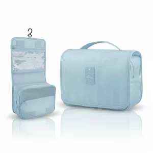 حقيبة تنظيم مستحضرات التجميل والأدوات الشخصية لون سماوي