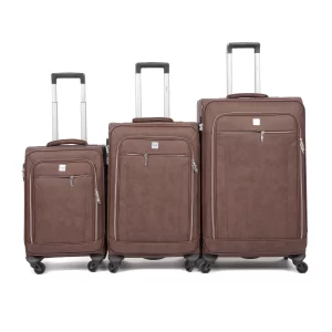 طقم شنط سفر جلد لون بني غامق 3قطع