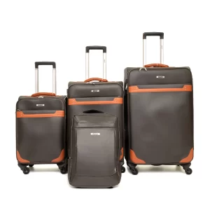 طقم شنط سفر جلد لون بني غامق 4قطع