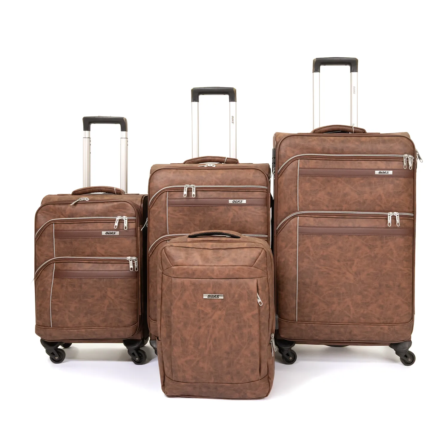 1 طقم شنط سفر جلد لون بني -4قطع - الصورة 1