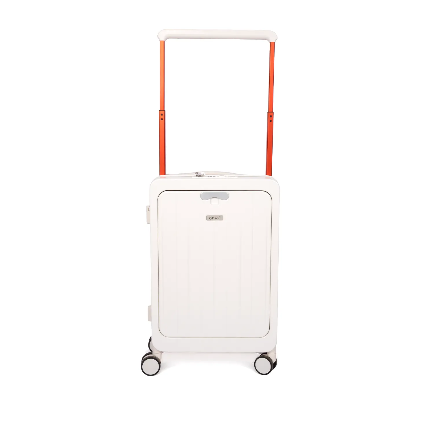 1 حقيبة سفر فتحة أمامية – لون أبيض بمقبض برتقالي - الصورة 1