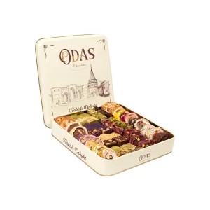 علبة حلقوم فاخرة مشكل قطع دائرية ومربعة (الوزن الصافي يتراوح بين 980جم الى 1كجم)