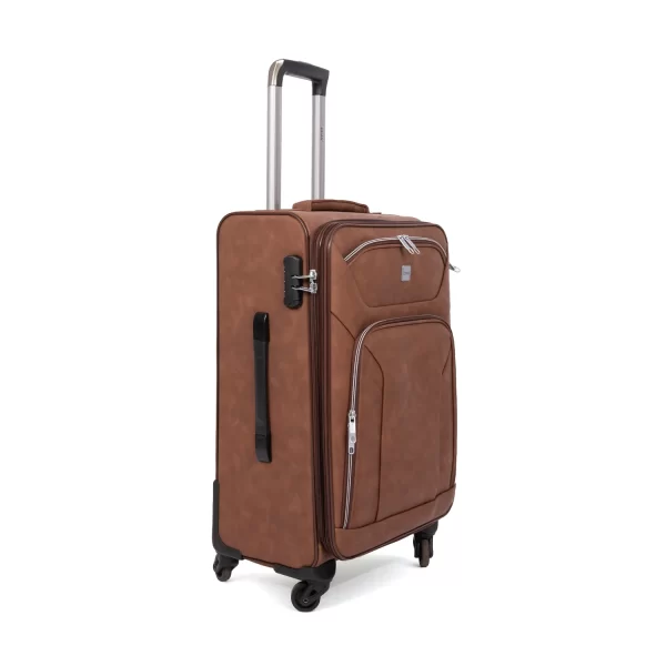 ⁦طقم شنط سفر جلد لون بني فاتح 3قطع⁩ - الصورة ⁦2⁩