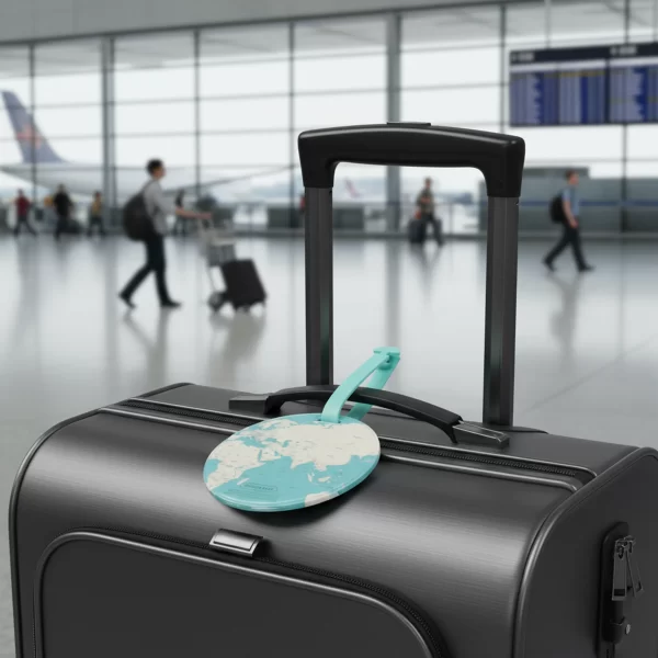 ⁦بطاقات تعريف حقائب السفر بتصميم خريطة العالم 4 قطع⁩ - الصورة ⁦3⁩