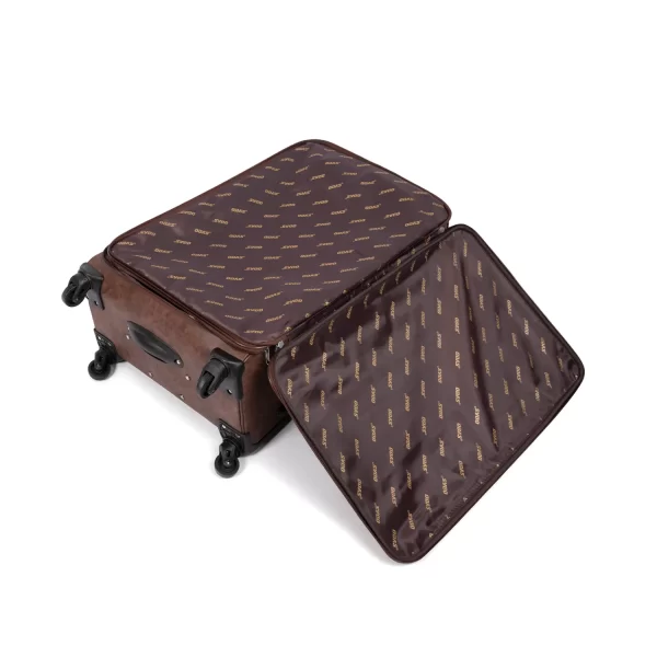 ⁦طقم شنط سفر جلد لون بني غامق 3قطع⁩ - الصورة ⁦3⁩