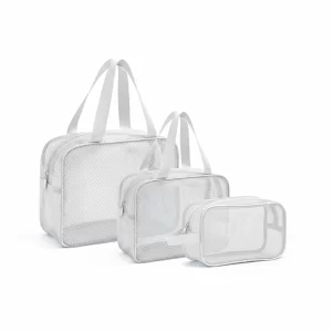 مجموعة حقائب تنظيم شبكية 3 قطع لون ابيض