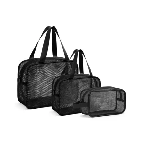 مجموعة حقائب تنظيم شبكية 3 قطع لون اسود