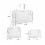 ⁦مجموعة حقائب تنظيم شبكية 3 قطع لون ابيض⁩ - الصورة ⁦3⁩