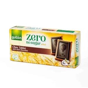 بسكويت جولون زيرو بدون سكر مضاف محشو بشوكولاتة داكنة، خيار صحي غني بالألياف Gullón Zero no sugar added biscuits with dark chocolate filling, a healthy high-fiber snack